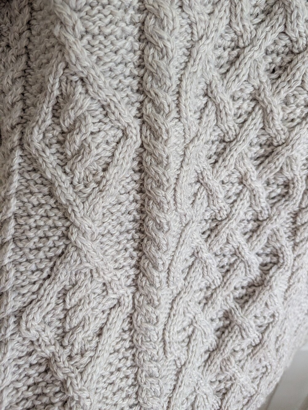 EUC Sz S Aran Sweater Market Light Gray Wool Cable Fisherman Sweater Ireland - Picture 3 of 4